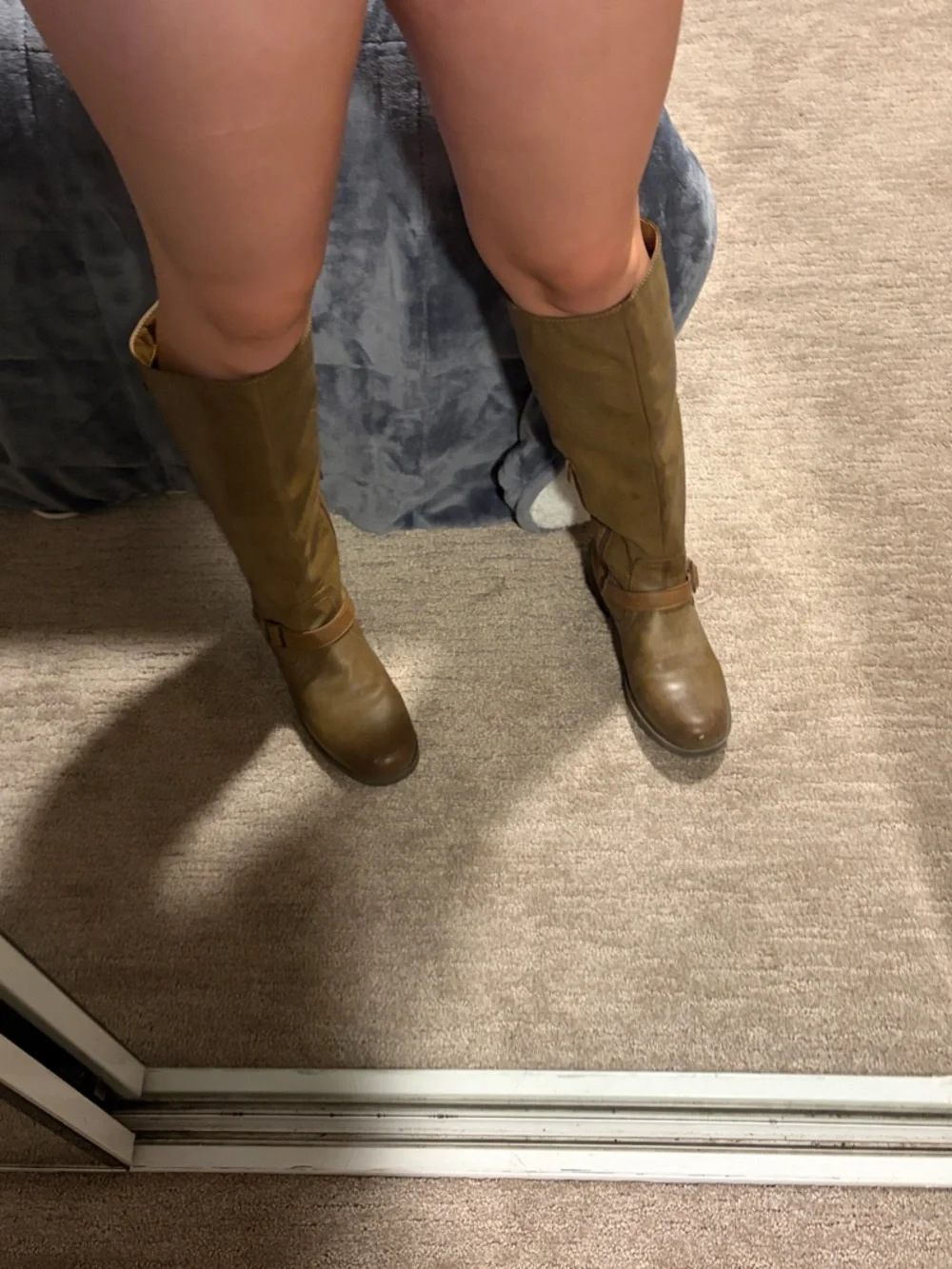 Classic Knee-High Riding Boots in Olive Brown